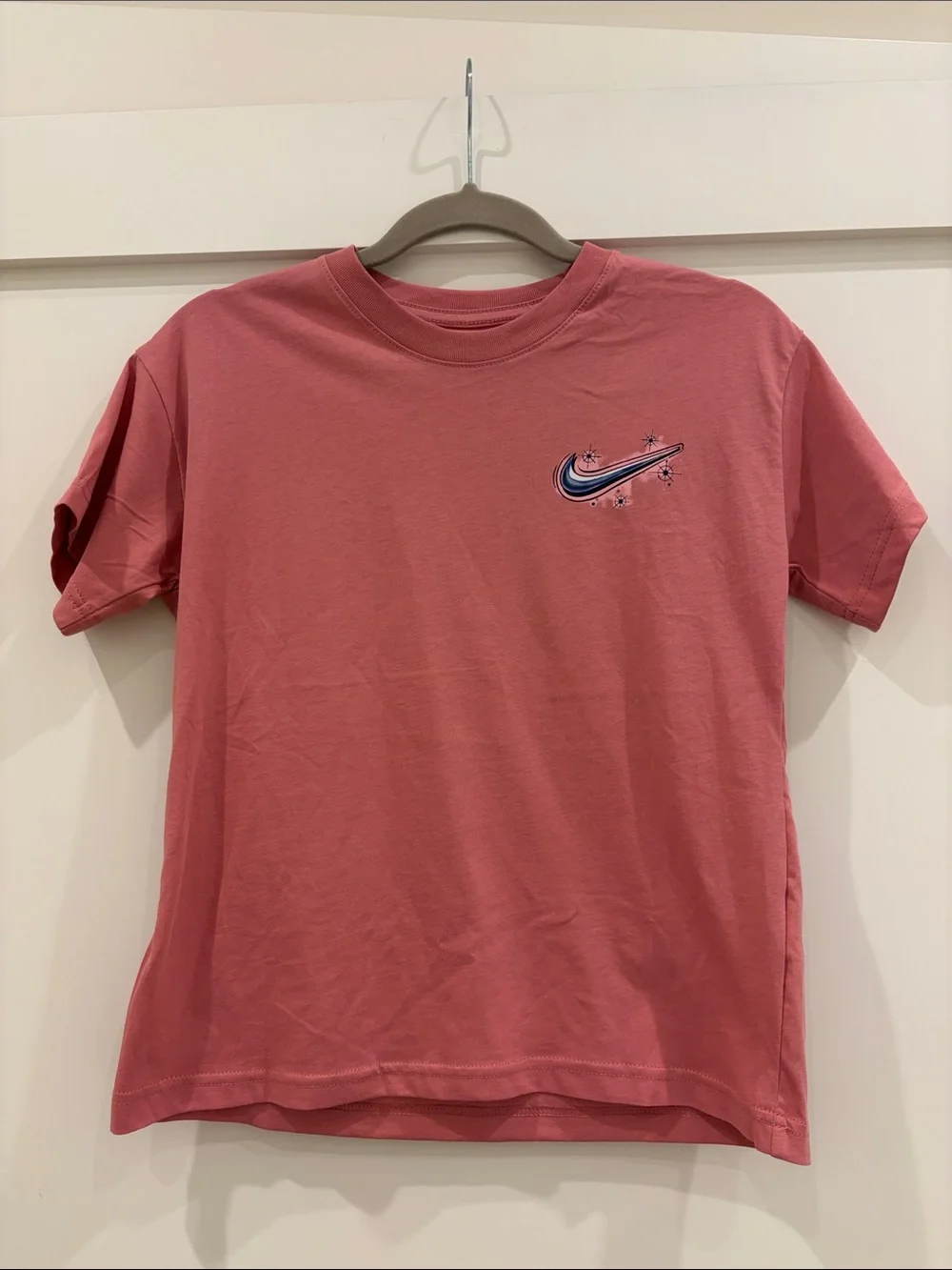 Nike Coral Pink Short-Sleeve Tee with Swoosh Graphic